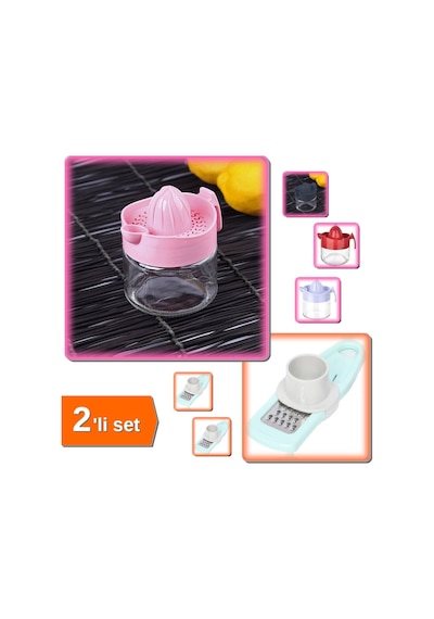 Cam Kavanozlu Limon Sıkacağı + Sarımsak Rendesi - 2li Set Def789 Sert Plastik Diğer