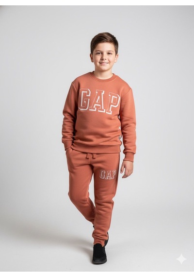 Noble Kids Erkek Çocuk Logo Baskılı Eşofman Takımı Tarçın Turuncu