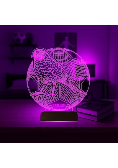 Luvivia Sarı Kanarya Futbol Topu Taraftar Kişiye Özel 3d Lamba - Masa Gece Lambası Şeffaf