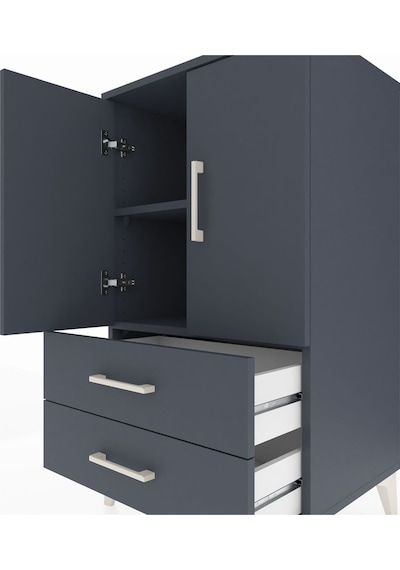 Hyperion Komodin 2 Raflı 2 Çekmeceli 2 Kapaklı 60x44x106 Antr... Antrasit