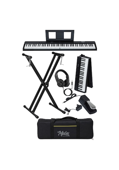 Midex PLX-100BK-ST Taşınabilir Dijital Piyano Tuş Hassasiyetli 88 Tuş Bluetooth Şarjlı (STAND Sustain Kulaklık Çanta Metod)