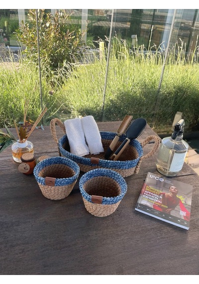 3'lü Düzenleyici Sepet Set Leke Tutmaz Mavi -natural Natural