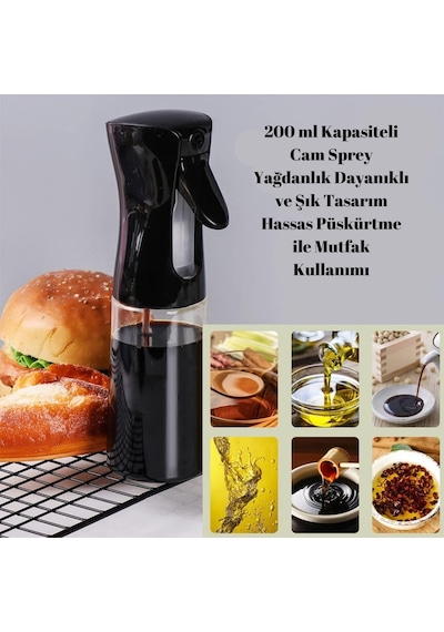 200 Ml Kapasiteli Cam Sprey Yağdanlık Dayanıklı Ve Şık Tasarım Ha