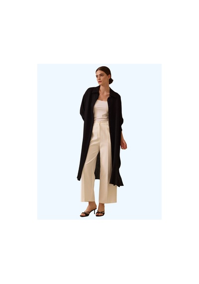 Seçil Dokulu Düğmeli Uzun Tunik Siyah - 716515210 Siyah
