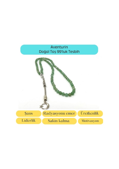 Yıldız Doğal Taş  Aventurin 6mm 99luk Doğal Taş Tesbih