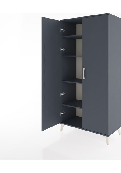 Hyperion Dolap 4 Raflı 2 Kapaklı 88x44x182 Antrasit-antrasit Antrasit