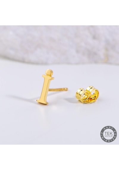 Goldkupe 14 Ayar Altın İ Harf Küpe 0,37 Gr-1367