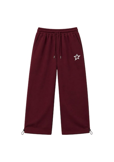 Zaee Tribal Star Nakışlı Ayarlanabilir Paça Premium Baggy Eşofman Altı Bordo