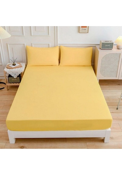 Lionas Lastiksiz Çift Kişilik Çarşaf Takımı 220x240 Çarşaf + 2 Yastık Kılıfı Sarı
