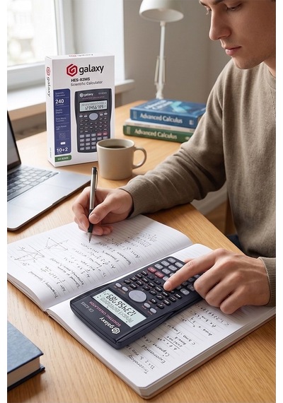 Fonksiyonlu Bilimsel Hesap Makinesi 1 Adet 8x14cm 240 Fonksiyonlu Galaxy Gx-82ms Mühendis Öğrenci 2 Satır Ekran Tasarım Siyah