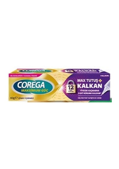 Corega Maksimum Güç Tutuş+kalkan Diş Protezi Yapıştırıcı Krem 40 Gr