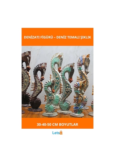Ahşap 3'lü Kumlu Denizatı Dekoratif Figür Seti 1 Adet