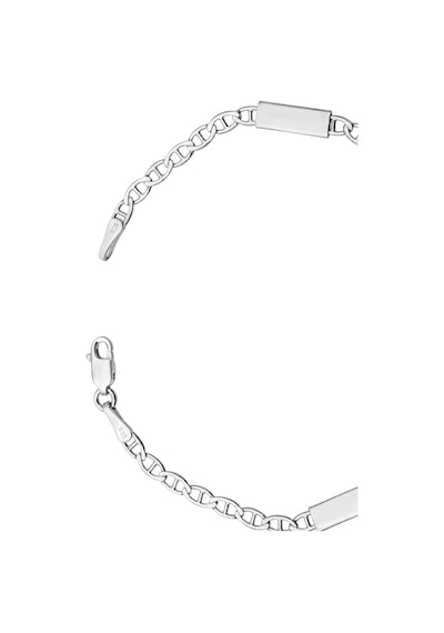 925 Ayar Gümüş Bar Model Plaka Detaylı Erkek Bileklik 19+2 Cm 4 Mm Zincir Gümüş