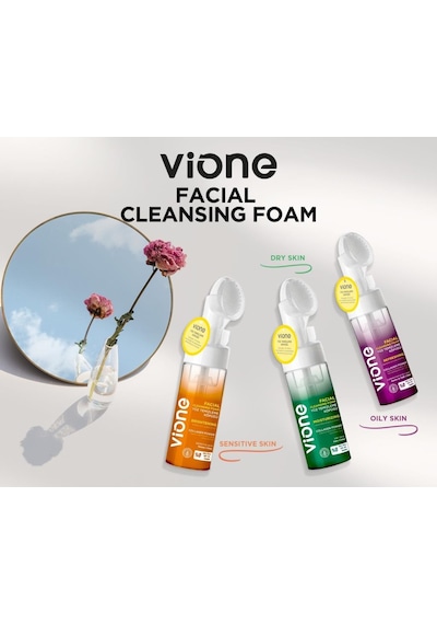 Vione 2 Adet Yüz Temizleme Köpüğü 150ml Aydınlatıcı Besleyici Özel Fırçalı
