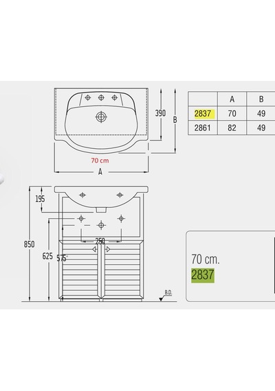 Serel Tek Etajerli Lavabo 47x70 Cm - 2837tds000 Diğer