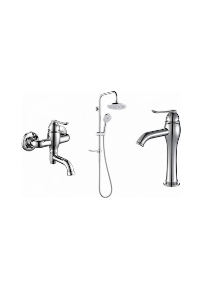 Gpd Tepe Duş Seti Ve Tauro Banyo Ve Yüksek Lavabo Bataryası Mbb150-mlb150-dst19-2 Krom