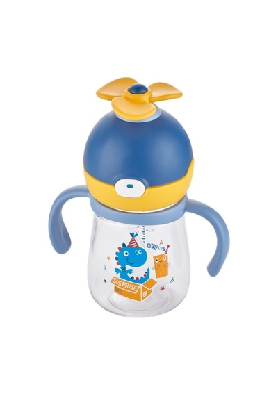 Rovco Dönebilen Pervaneli Akıllı Pipet Bebek +6 Ay Tritan Su Matarası 220 Ml Mavi