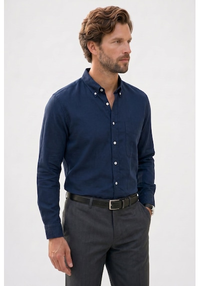 Tudors Erkek Regular Fit Klasik Kesim Oversize Pamuklu Keten Doku Düğmeli Yaka Lacivert Gömlek-42587 Tudors Erkek Regular Fit Klasik Kesim Oversize Pamuklu Keten Doku Düğmeli Yaka Lacivert Gömlek-42587