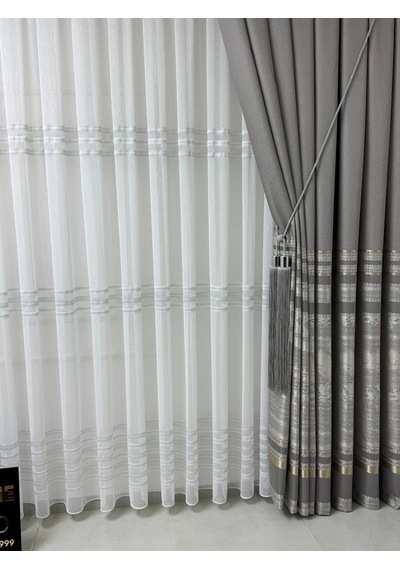 Nivemeshome Urla V-5404 Gri 1/3 Sık Pileli Fon Perde Apm Gri
