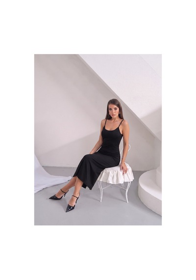 Paw Garage Kadın Isadora Ottoman Askılı Midi Elbise M Siyah M Siyah Pwgmdk114