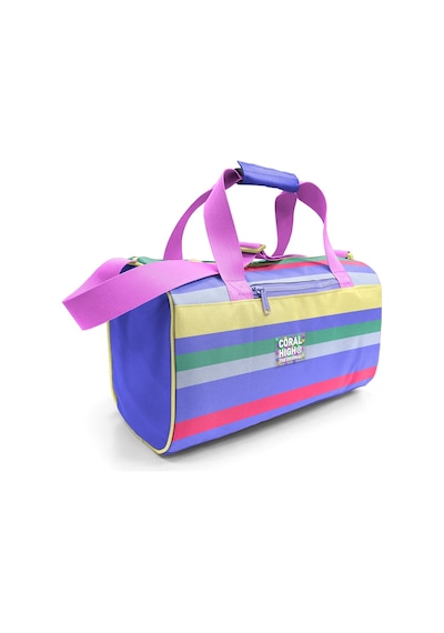 Coral High Milka Gri Sarı Çizgi Desenli Spor Çantası 27543 124-Pembe