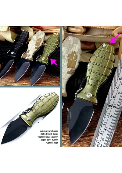 Omeniv Yeşil Kabza Çelik Kamp Çakı Kamp Bıçak Anahtarlık Kolye Outdoor Çok Renkli