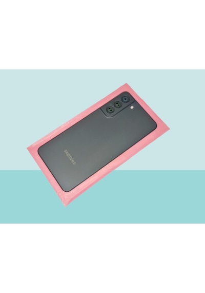 Tkgz - Samsung Galaxy Uyumlu S21 Fe Arka Kapak Batarya Kapağı Cam Full Lensli - Siyah Çok Renkli
