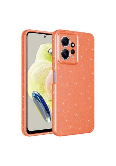 Xiaomi Redmi Note 12 4g Kılıf Kamera Korumalı Simli Lüks Zore Koton Kapak Turuncu