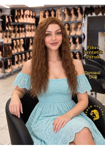 Afro Su Dalgası Peruk Fiber Sentetik Karamel