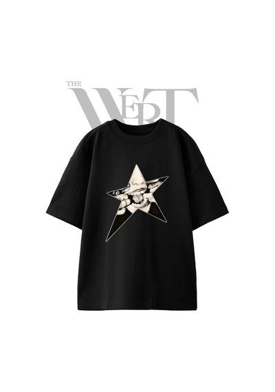 Thewert Dot Art Mouth Tasarım Baskılı Ünisex Siyah Oversize T-shirt