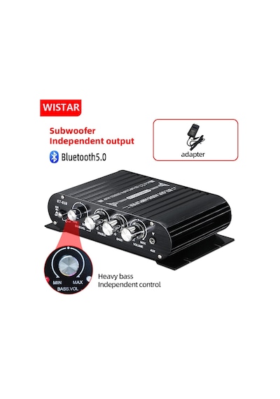 St-838 Hifi 2.1 Kanal Güç Amplifikatörü Bluetooth Uyumlu 5.0, 20wx2 Subwoofer Audio Amplifier Add Power Adapter