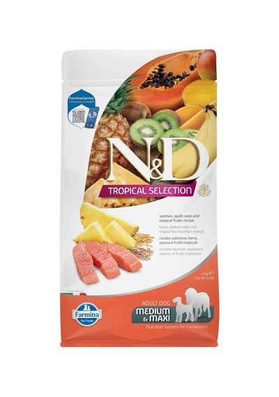 Nd N&d Tropical Selection Somonlu Ve Tropikal Meyveli Orta Ve Büyük Irk Yetişkin Köpek Maması 2 Kg Nd N&d Tropical Selection Somonlu Ve Tropikal Meyveli Orta Ve Büyük Irk Yetişkin Köpek Maması 2 Kg