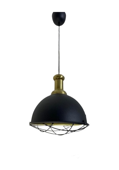 Rsylight Retro Metal Dekoratif Siyah Kafesli Tekli Sarkıt Avize Çap 33cm Beyaz