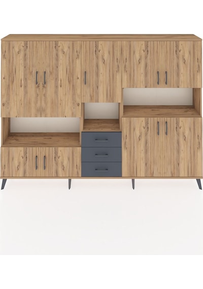 Arges Dolap 13 Raflı 3 Çekmeceli 9 Kapaklı 220x30x163 Çam-çam/ant Çam-çam/antrasit Arges Dolap 13 Raflı 3 Çekmeceli 9 Kapaklı 220x30x163 Çam-çam/ant Çam-çam/antrasit