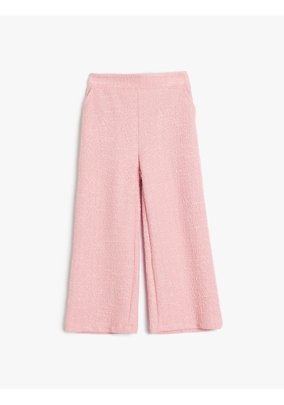 Koton Cep Detaylı Geniş Paça Tüvit Pantolon Pembe 5wmg40123ak Gül