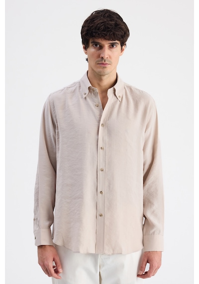 D'S Damat Ds Damat Comfort Bej Düz Gömlek 6hc020302304m
