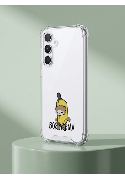 Hepsi Samsung Galaxy Uyumlu A26 Boş Yapma Muz Detaylı Kart Bölmeli Şeffaf Telefon Kılıfı Najmaddin Çok Renkli