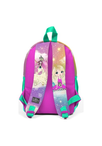 Minik Yuva Sırt Çantası Pembe Su Yeşili Unicornlu Kız Desenli İki Bölmeli 23533