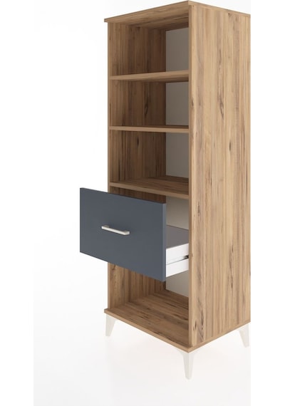 Hyperion Dolap 3 Raflı Tek Çekmeceli 60x44x163 Çam-antrasit Çam