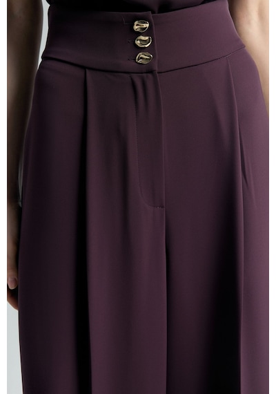 Talia Düğme Detaylı Pantolon - Mürdüm-137301