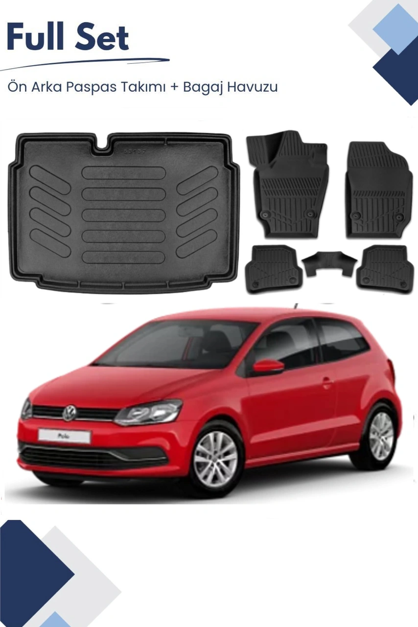 Volkswagen Polo 6r 2013-2014-2015-2016 Model Tam Uyumlu Paspas+alt Bagaj Havuzu Seti