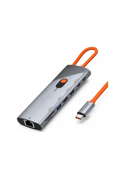 Type-c Hub Pd 100w Hdmı 4k 60hz Gigabit Lan Kart Okuyucu 9 Port 5 Gbps Gri Hdx7879