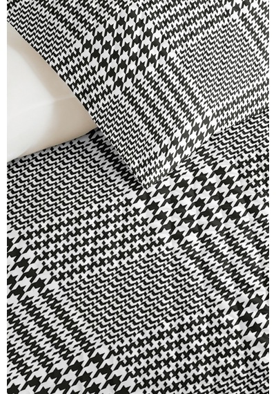 Siyah Ekose Genç Odası Tek Kişilik Pike Takımı - Geometrik Modern 160x220 Cm Kapitone Yatak Örtüsü Ilık Kum Parıltısı