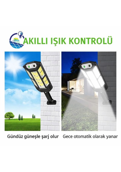249 Led Solar Aydınlatma Lamba Kumandalı Hareket Sensorlu Dış Mekan Bahçe Teras Ip65 Su Geçirmez 1