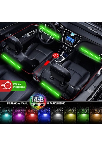Araç Içi Aydınlatma Kumandalı Müziğe Duyarlı 9 Led Ayak Altı Led (227587912)