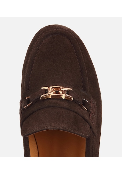 Hotiç Kadın Süet Deri Kahverengi Toka Detaylı Klasik Loafer
