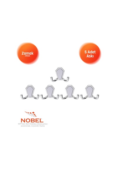 Vi Lla Askı, Metal Vestiyer Askısı, Krom Matkrom, Duvar Ve Dolap Askılığı 5'li Set Vidalı