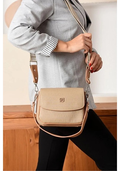 Just Polo Kadın Günlük Kullanıma Uygun Ayarlanabilir Askılı Şık El Ve Omuz Çantası Shoulder Bag Vizon