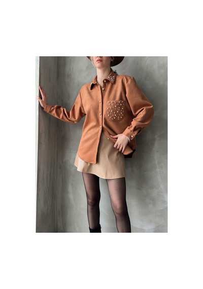 Verymoda Cebi Tasli Gömlek F1617 Taba