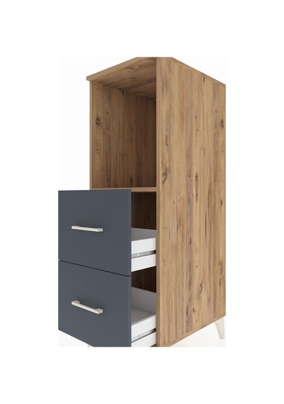 Kronos Dolap Tek Raflı 2 Çekmeceli 44x59x134 Çam-antrasit Çam